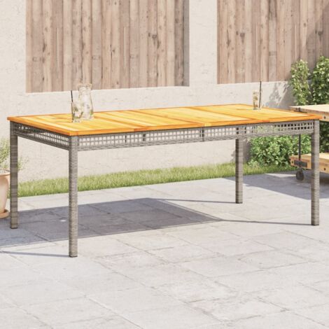 vidaXL Garden Table Grey 180x90x75 cm Poly Rattan Acacia Wood
