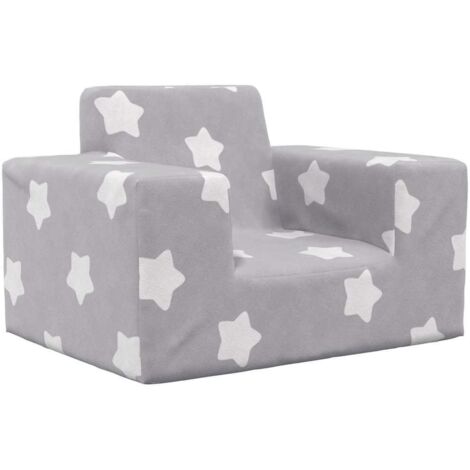 Vidaxl – Canapé pour enfants gris clair avec étoiles – Peluche douce 100% polyester – Dimensions 52x38x34 cm – Housse amovible et lavable