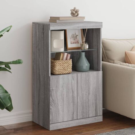 vidaXL Buffet avec lumières LED sonoma gris 60,5x37x100 cm