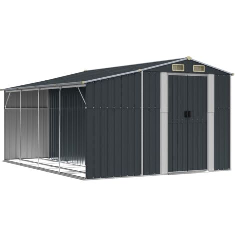 Vidaxl – Abri de jardin métal anthracite 277x365,5x179 cm – Acier galvanisé résistant à la corrosion – Bonne ventilation avec 4 bouches d'aération
