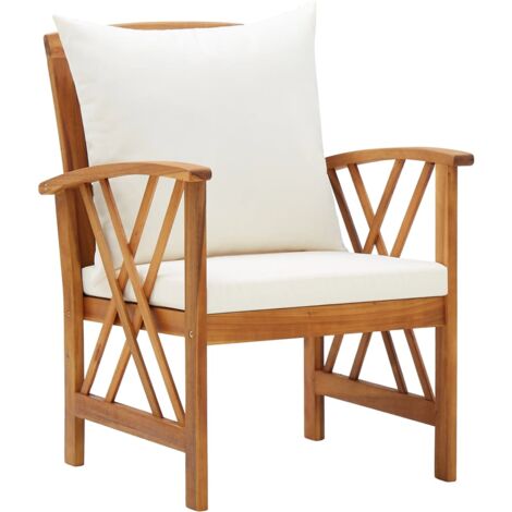 Vidaxl – Chaises de jardin en bois d'acacia massif avec coussins – Lot de 2 – Confort optimal – Charge maximale 110 kg – Dimensions 59x67x83 cm