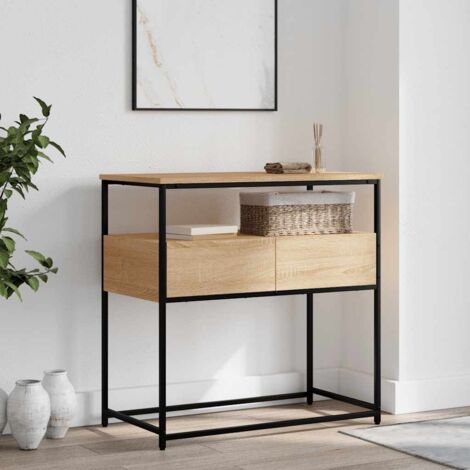 Vidaxl – Table console chêne sonoma 75x40x75 cm – Bois d'ingénierie – Cadre métal style industriel – Grand espace de rangement