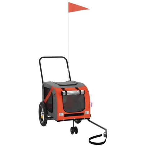 vidaXL Remorque de vélo pour animaux de compagnie orange et noir (1/5)
