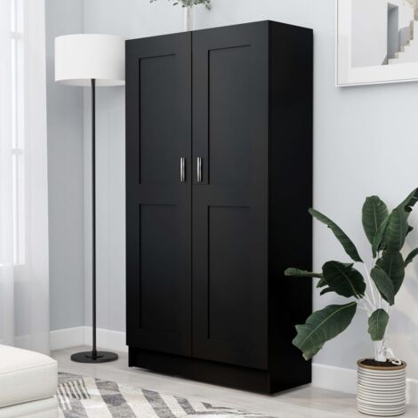Vidaxl – Bibliothèque noire 82,5x30,5x150 cm en bois d'ingénierie – 4 étagères – Design épuré pour rangement livres et objets décoratifs