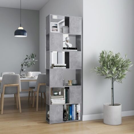 Bibliothèque/Séparateur de pièce Gris béton 60x24x186 cm vidaXL