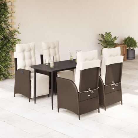 vidaXL Ensemble à manger de jardin 5 pcs et coussins marron poly rotin (1/5)