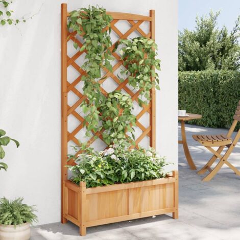 Vidaxl – Jardinière en bois de sapin massif avec treillis – Largeur 80cm – Profondeur 40cm – Pour plantes grimpantes et fleurs