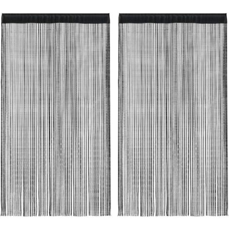vidaXL Rideau en fils 2 pcs 100 x 250 cm Noir (1/5)