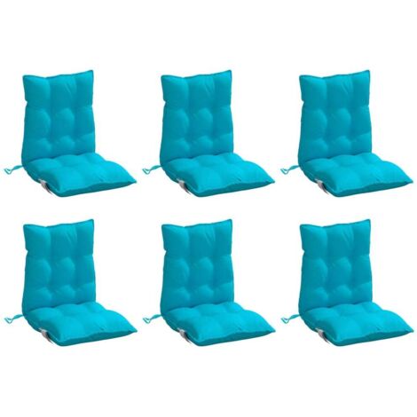 Coussins de chaise à dossier bas lot de 6 turquoise vidaXL