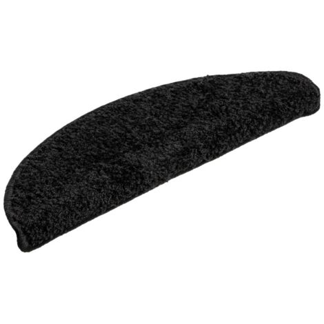 Tapis d'escalier 10 pièces 56 x 17 x 3 cm Noir Demi-rond vidaXL