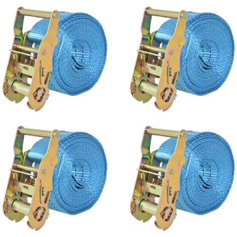 Vidaxl – Sangle d’arrimage à cliquet 4 pcs 2 tonnes 6 m x 38 mm – Polyester bleu – Conforme EN-12195-2 pour transport sécurisé