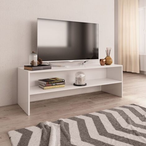 Vidaxl – Meuble TV blanc 120x40x40 cm en bois d'ingénierie – Compartiment ouvert pour appareils multimédias – Facile à assembler et à nettoyer
