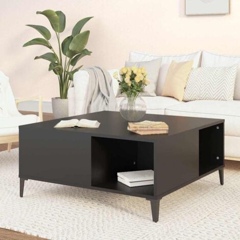 Table basse noir 80x80x36,5 cm bois d'ingénierie vidaXL