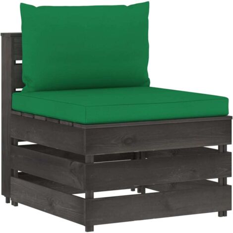vidaXL Canapé central sectionnel avec coussins Bois imprégné de gris (1/5)