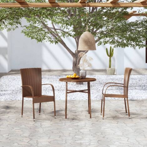 vidaXL Ensemble à manger de jardin 3pcs Résine tressée Marron (1/5)