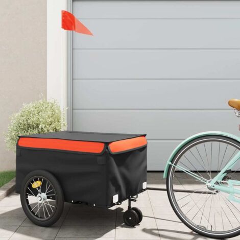 Remorque de vélo noir et orange 45 kg fer vidaXL (1/5)