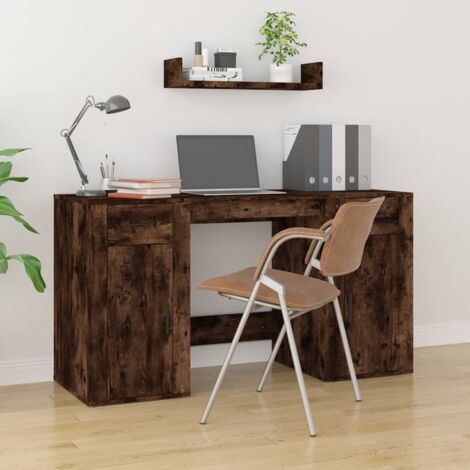 vidaXL Bureau avec armoire chêne fumé bois d'ingénierie (1/5)