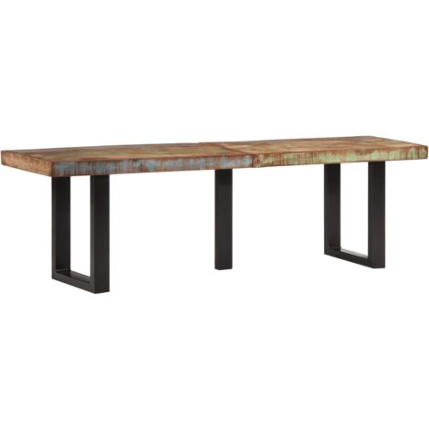 Vidaxl – Banc de jardin 160 cm en bois massif recyclé et acier – Style industriel – Pour salle à manger ou entrée – Unique et fait main