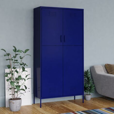 Vidaxl – Armoire en acier bleu marine 90x50x180 cm – 4 étagères réglables – Capacité de charge 100 kg – Bouches d'aération sur les portes