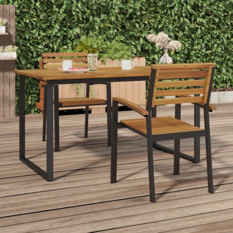 Vidaxl – Chaises de jardin empilables lot de 2 en bois d'acacia et métal – Dimensions 56x54,5x87 cm – Charge maximale 120 kg – Accoudoirs pour confort