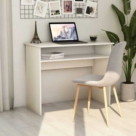 Vidaxl – Bureau enfant blanc 90x50x74 cm – Bois d'ingénierie durable – Avec étagère de rangement – Facile à nettoyer