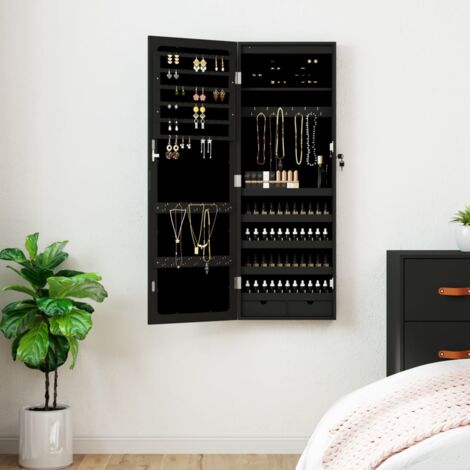 Armoire à bijoux avec miroir et éclairage LED mural noir vidaXL (1/5)