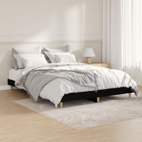 Cadre de lit sans matelas noir 140x190 cm bois d'ingénierie vidaXL (1/5)