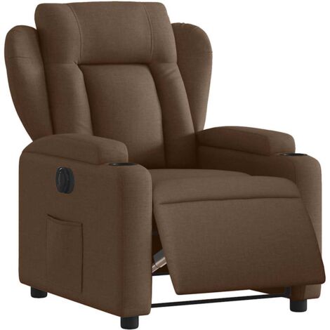 vidaXL Fauteuil inclinable électrique Marron Tissu