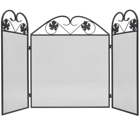 Vidaxl – Écran de cheminée 3 panneaux en fer noir – Dimensions 102 x 61 cm – Pliable avec support en mailles fines – Sécurise enfants et animaux - vidaXL987350
