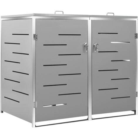Vidaxl – Cache-poubelle inox 138x77,5x112,5 cm – Acier galvanisé anti-rouille – Verrouillable avec couvercle et ressorts pratiques