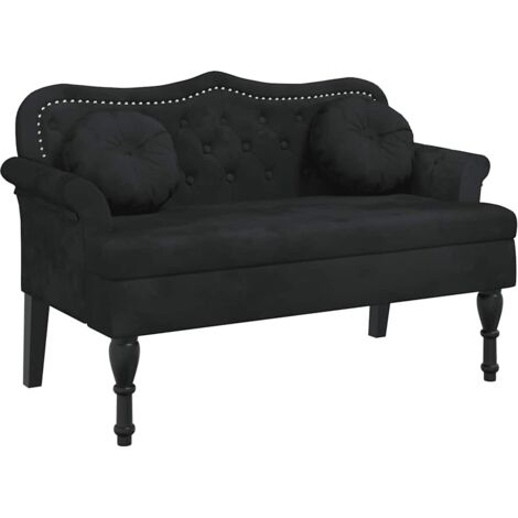 Vidaxl – Banc avec coussins en velours noir 120,5x65x75 cm – Capacité de charge 110 kg – Design capitonné élégant – Assemblage requis (1/6)
