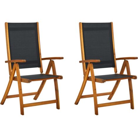 Vidaxl – Chaises pliables de jardin lot de 2 en bois d'acacia et textilène – 5 positions ajustables – Charge maximale 110 kg – Confort optimal