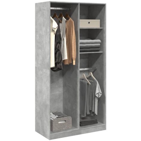 Garde-robe Gris béton 100x50x200 cm Aggloméré vidaXL