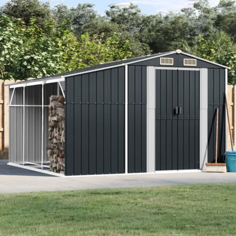 Vidaxl – Abri de jardin métal anthracite 277x279x179 cm – Acier galvanisé résistant à la corrosion – Ventilation optimale avec 4 bouches d'aération