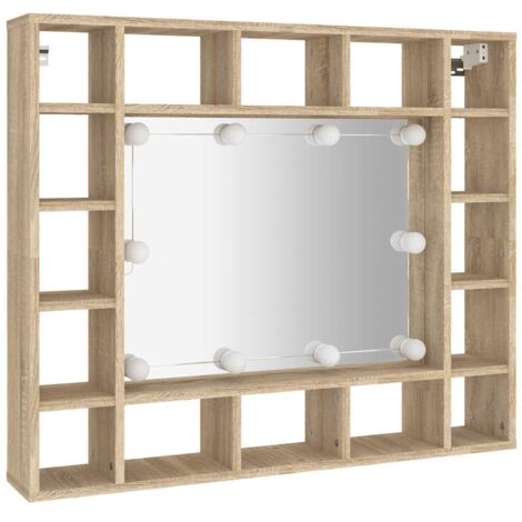 vidaXL Armoire de miroir avec LED Chêne sonoma 91x15x76,5 cm (1/5)