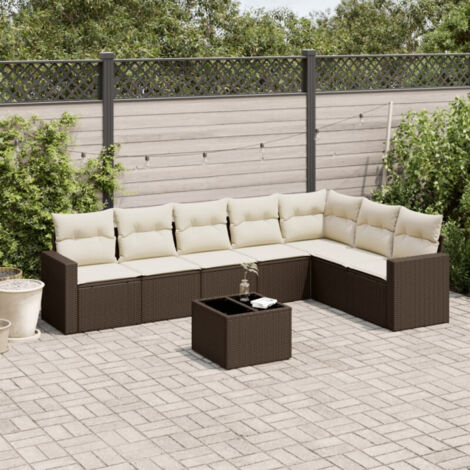 vidaXL Salon de jardin 8 pcs avec coussins marron résine tressée (1/4)