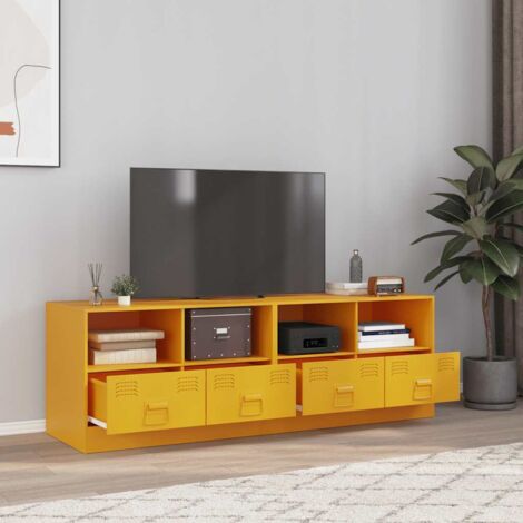 vidaXL Meubles TV 2 pcs jaune moutarde 67x39x44 cm acier (1/5)
