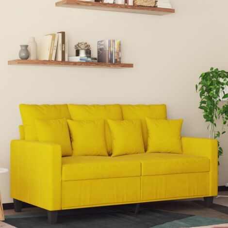 Canapé à 2 places Jaune 120 cm Velours vidaXL (1/5)