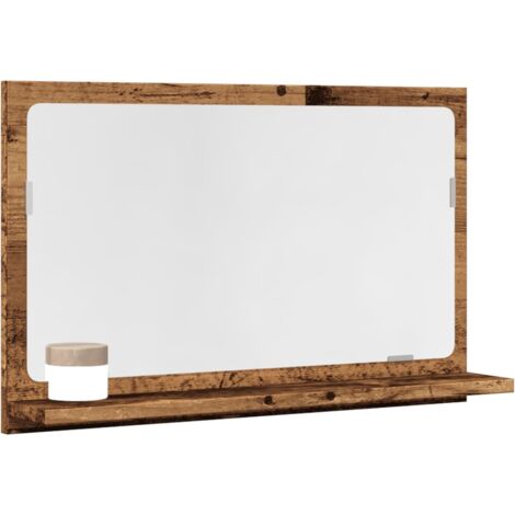 Vidaxl – Armoire à miroir salle de bain vieux bois – Bois d'ingénierie – Dimensions 60 x 11 x 37 cm – Avec étagère fixe