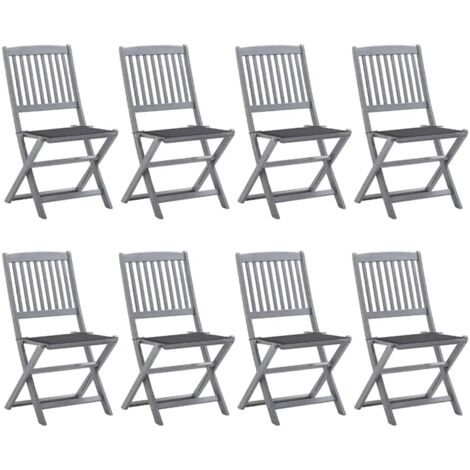 vidaXL Folding Chairs 8 pcs with Cushions Solid Acacia Wood