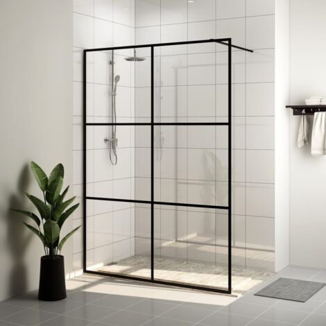 Vidaxl – Paroi de douche 140x195 cm – Verre ESG 5 mm transparent – Cadre aluminium noir – Barres de support incluses – Facile à nettoyer