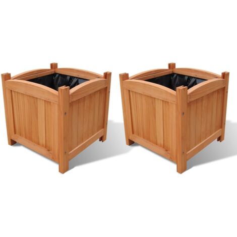 Vidaxl – Ensemble de 2 lits surélevés en bois massif 30x30x30 cm – Résistant aux intempéries – Doublure en PE pour rétention d'humidité