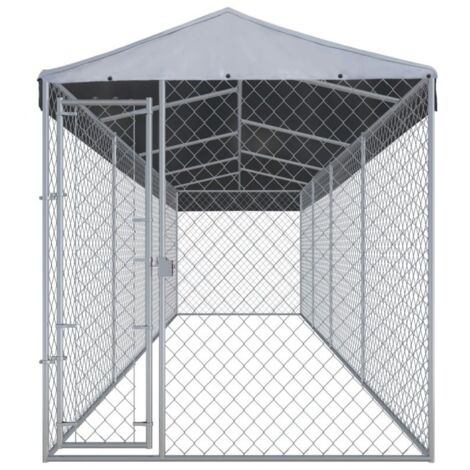 Vidaxl – Chenil extérieur avec toit en acier galvanisé 760x190x225 cm – Toit en polyéthylène ignifuge – Système de verrouillage à loquet