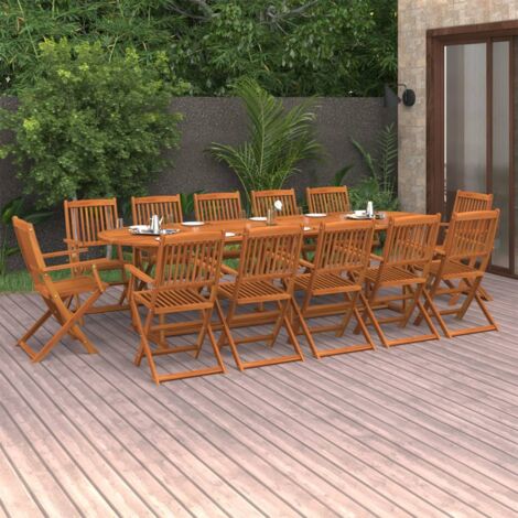 Vidaxl – Ensemble table et chaise de jardin 13 pcs – Bois d'acacia massif – Dimensions table 280x90x75 cm – Chaises pliables pour gain de place
