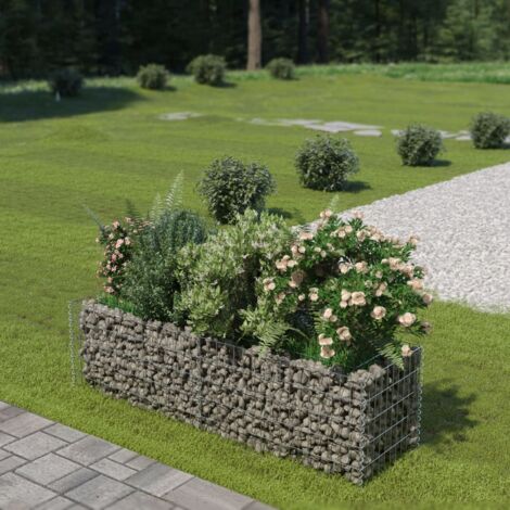Vidaxl – Gabion surélevé en acier galvanisé 180x50x50 cm – Rempli de pierres pour bordure solide – Installation professionnelle recommandée