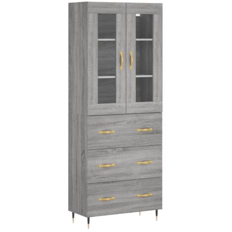 Buffet haut Sonoma gris 69,5x34x180 cm Bois d'ingénierie vidaXL