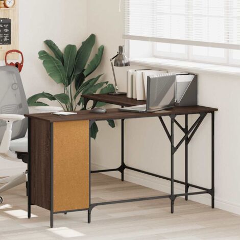 Bureau chêne marron 141x141x75 cm bois d'ingénierie vidaXL