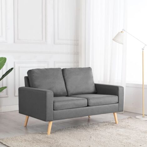 Vidaxl – Canapé 2 places gris clair en tissu polyester – Cadre en bois massif – Dimensions 130x76x82,5cm – Largeur de siège 108cm