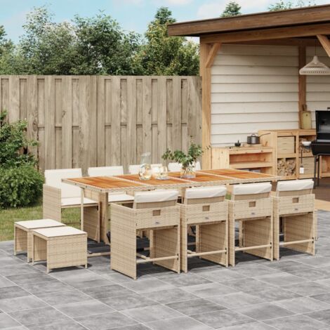 Ensemble à manger de jardin et coussins 13 pcs beige vidaXL