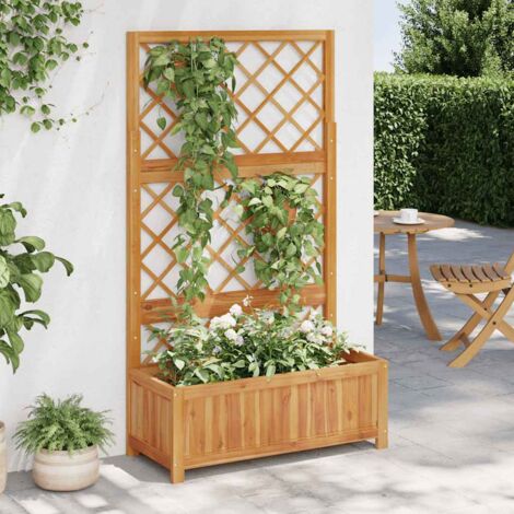 vidaXL Lit surélevé avec treillis 85x38x150 cm Bois massif d'acacia (1/5)